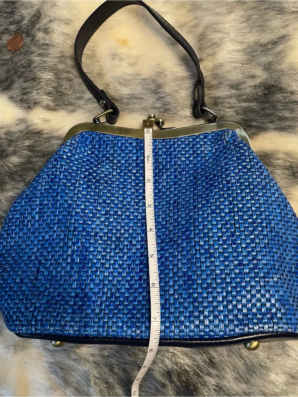 Patricia Nash Laureana Woven Leather Satchel Mirage Blue